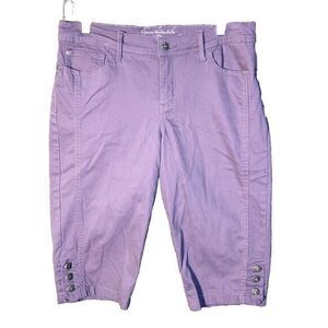 Gloria Vanderbilt Women 8P‎ All Around Slimming Skimmer Purple Denim Button Slit